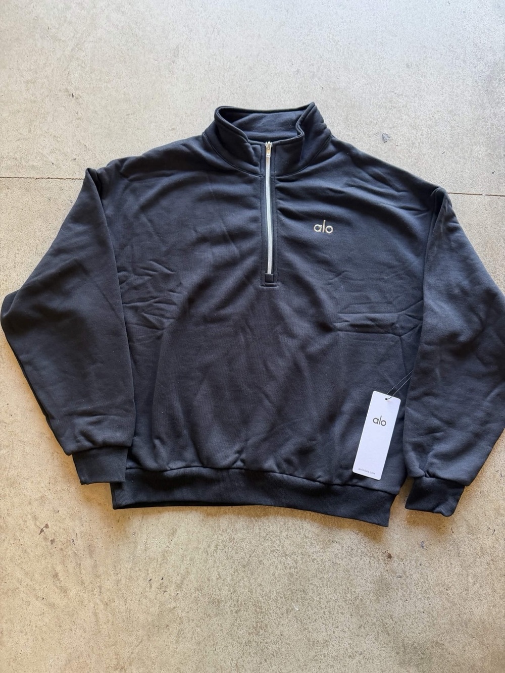 ALO Yoga Accolade Black 1/4 Zip Pullover Sweatshirt - NWT